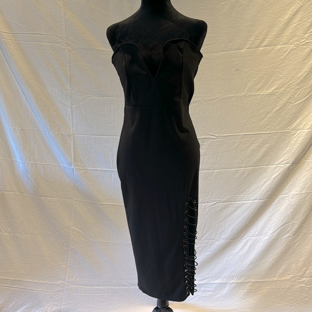 Women's Deep V-neck Split Lace-up Bodycon Party/Club Midi Dress